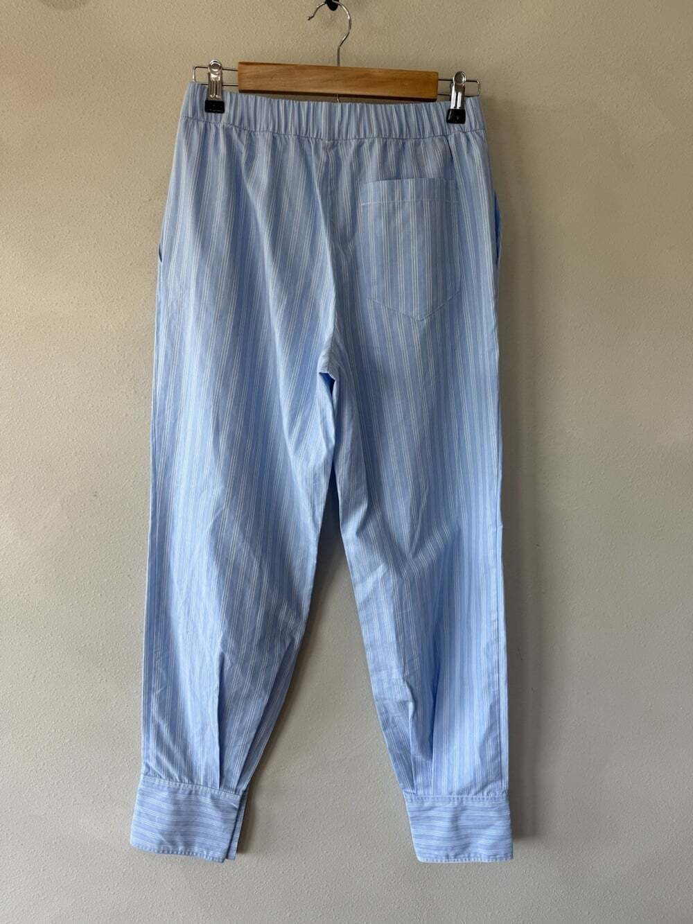 ZARA Blue White Striped Pinstripe Button Cuff Lounge Pajama Pants XS